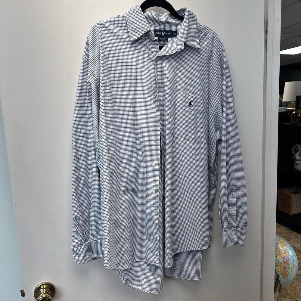 Ralph Lauren blue and white checkered shirt
